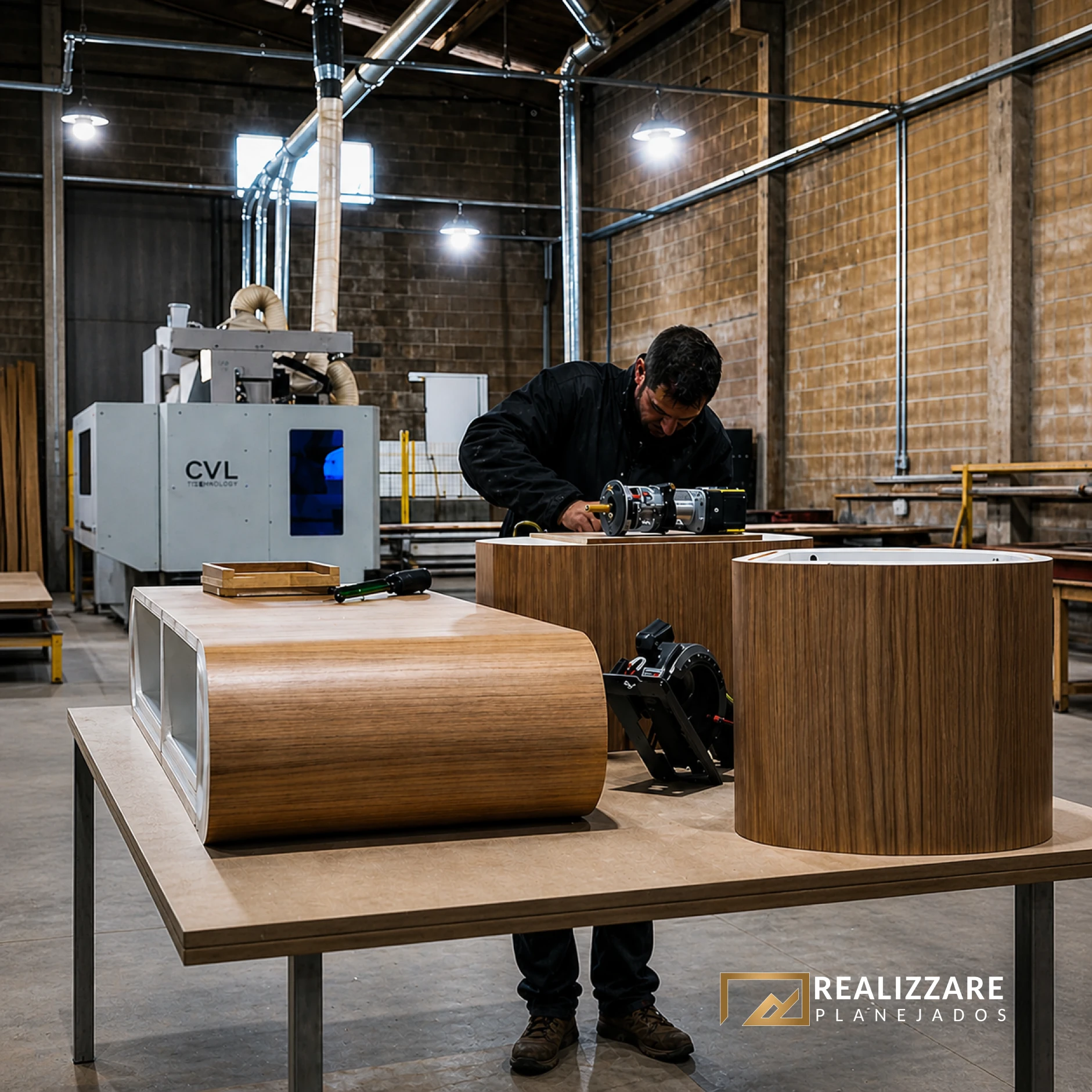 Ambiente de fabricacao e marcenaria da Realizzare Planejados
